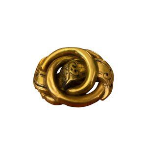 Antique Beidermeier Style Bronze Brooch Ribbon Love Knot Chasing Hearts Romantic